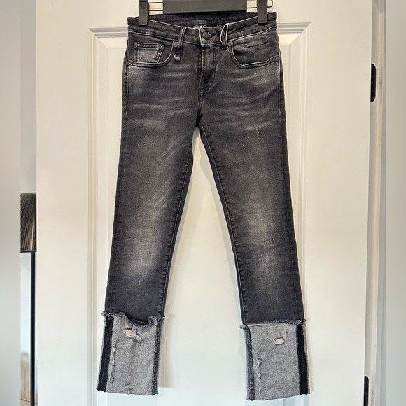 R13 Low Rise Skinny Jean Cuffed Ankle Size 26